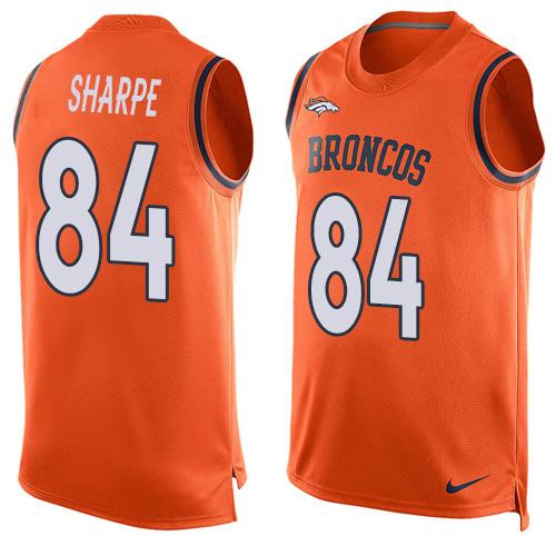  Broncos #84 Shannon Sharpe Orange Team Color Men's Stitched NFL Limited Tank Top Jersey